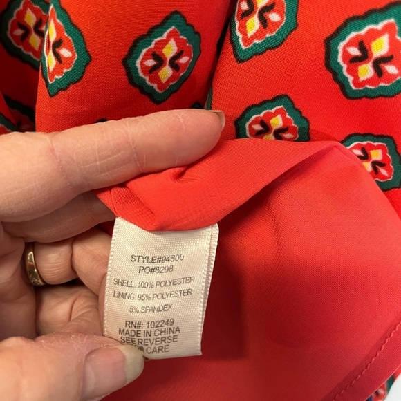 Skies Are Blue Mini Tank Dress Orange Retro Print Sheath Dress Strappy Size L - Picture 3 of 8